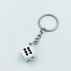 Simple Style Classic Dice Design Wholesale Key Ring - White A392-fakc0058