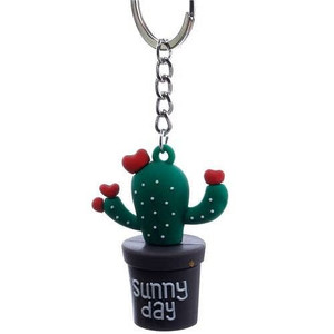 Cartoon Style Cactus with Flowerpots Soft Plastic Wholesale Key Chain A392-fakc0098