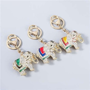 3 Colors Available Vintage Design Colorful Oil-spot Glaze Elephant Key Chain A392-fakc0193