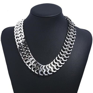 Hollow Scales Design Chunky Style Choker Costume Necklace - Silver A392-fane5488