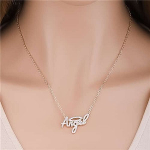 Minimalist Style Angle Alphabets Pendant Women Wholesale Alloy Necklace A392-fane7098