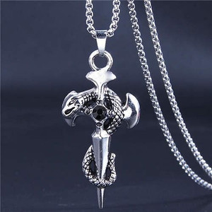 Hip-hop Style Wholesale Jewelry Vintage Snake Cross Pendant Men Statament Long Chain Necklace - Bla A392-fane7430