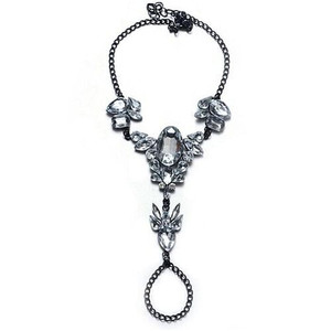 Rhinestone Deer Head Design Women Anklet - Black A392-fank0044