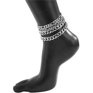Punk Style Alloy Chain Fashion Design Four-layers Women Anklet - Silver A392-fank0130