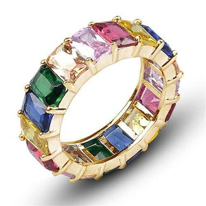 Wholesale Fashion Jewelry Rainbow Color Wide Version Women Party Costume Ring A392-fari1033