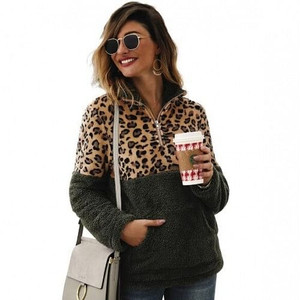 Leopard Prints Jointed Design High Fashion Hooded Long Sleeves Women Top - Green A392-fast0093