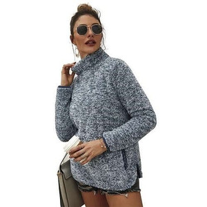 Winter Fashion Hooded Long Sleeves Women Thickened Plush Top - Ink Blue A392-fast0100