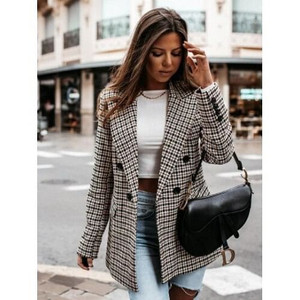 U.S. High Fashion Button Decorated Checkered Design Women Suit/ Top A392-fast0226