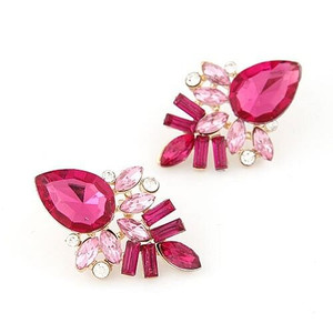 Elegant Pink Gems Pieced Floral Ear Studs A392-fear0404