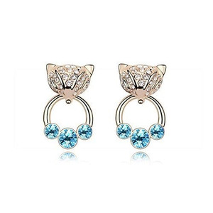 Austrian Crystal Cunning Fox Earrings - Blue A392-fear0674