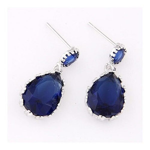 Graceful Teardrop Shape Cubic Zirconia Dangling Earrings - Royal Blue A392-fear1064