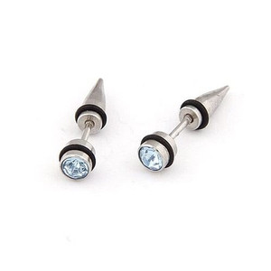 Rhinestone Inlaid Titanium Steel Man Fashion Ear Studs - Light Blue A392-fear1720