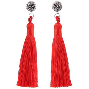 Cotton Threads Shining Studs High Fashion Statement Earrings - Red A392-fear2942