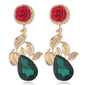 Vintage Rose Floral Design Gem Fashion Women Statement Earrings A392-fear4482
