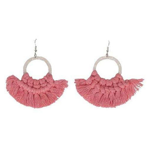 Cotton Threads Hoop Fashion Handmade Women Statement Earrings - Pink A392-fear4614