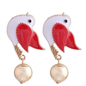 Peace Dove Design Enamel High Fashion Women Costume Earrings - Red A392-fear4772