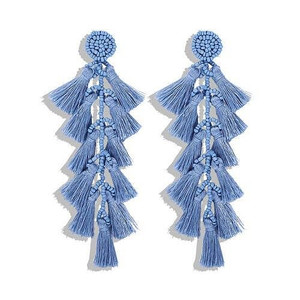 Bohemian Fashion Beads Round with Tassel Cluster Autumn Fashion Wholesale Women Earrings - Blue A392-fear5775