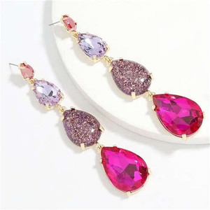 Waterdrop String Design Women Alloy Shoulder Duster Earrings - Rose A392-fear6278