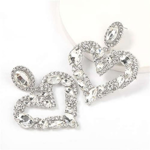 Romantic Shining Heart Bold Design Women Alloy Fashion Earrings - White A392-fear6281