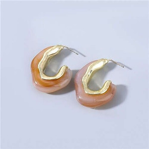 U.S Fashion C-shape Unique Design Vintage Women Wholesale Jewelry Resin Earrings - Brown A392-fear7001