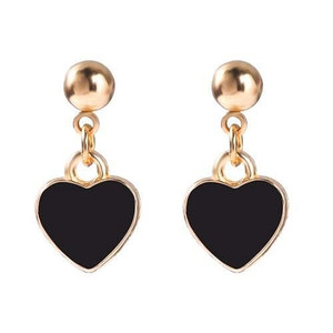 Oil-spot Glazed Valentine's Day Heart Fashion Women Wholesale Dangle Earrings - Black A392-fear7376