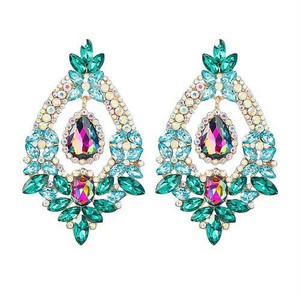 Luxrury Baroque Vintage Style Floral Hoop Green Fashion Women Rhinestone Earrings A392-fear7387