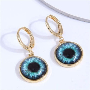 Evil Eye Design Fashionable Copper Women Ear Clips - Black A392-fear7989