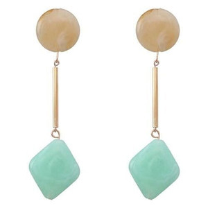 Round and Square Combo Design Girl's Geometric Fashion Wholesale Earrings - Green A392-fear8243
