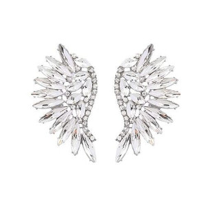 Delicate Rhinestone Angel Wings Design Bohemian Fashion Wholesale Earrings - Silver A392-fear8264