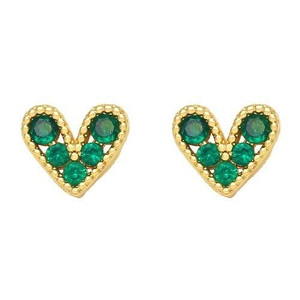 Mini Heart Fashion Design Cubic Zirconia Copper Stud Earrings - Green A392-fear8401