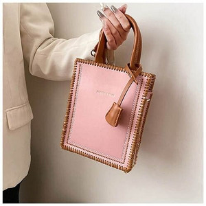 American Popular Stitching Square Design Women Wholesale Handbag - Pink A392-fhbg0304