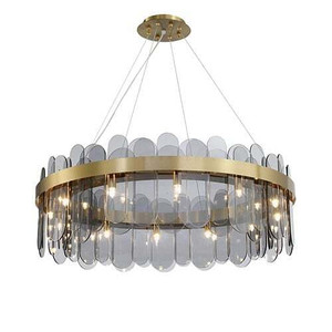 Modern Style Home Light Glass Leaves Design Luxury Chandelier - Gray A392-flig0137