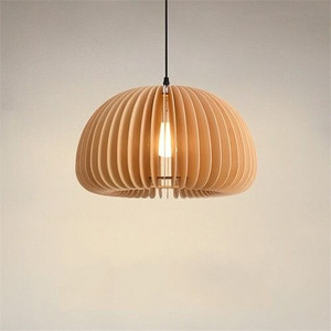 Nordic Modern Style Home Light Wood Pumpkin Shape Pendant Lamp A392-flig0145