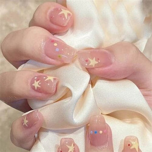 Ice Transparent Blush Stars Simple Fashion Detachable Manicure Sheet Fake Nail Wholesale Nail Stick A392-nstr0002