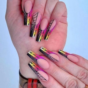 24 Pieces Set Halloween Theme Cobwebs Removable Fake Nail Wholesale Nail Stickers A392-nstr0112
