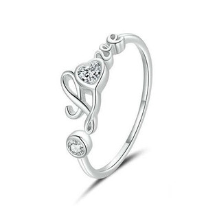 Cubic Zirconia Love Alphabet Classic Design Wholesale 925 Sterling Silver Ring A392-srin0059