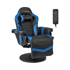 Massage Video Gaming Recliner Chair with Adjustable Height-Blue B593-CB10538