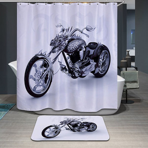 180x180cm Waterproof Cool Motorcycle Polyester Shower Curtain Bathroom Decor with 12 Hooks C122-1085953