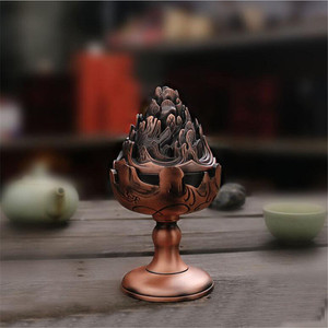 Antique Incense Coil Burner Holder Alloy Home furnishing Creative Fumigating Furnace Buddhist Censer C122-1342348