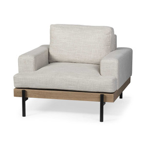 41" Cream And Black Fabric Arm Chair N270-376362