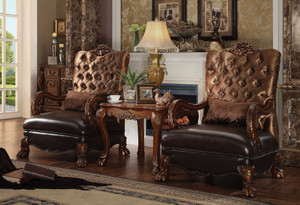 34" Golden Brown And Mahogany Velvet Tufted Arm Chair And Toss Pillow N270-374230