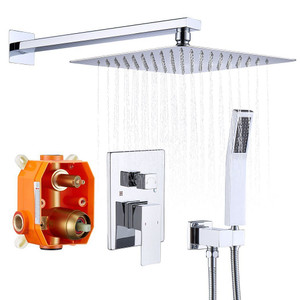 Shower System Shower Faucet Combo Set Wall Mounted with 10" Rainfall Shower Head and handheld showe T575-S0671271135
