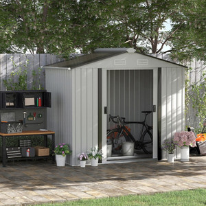 Steel Storage Shed Garden Tool house 7' x 4'  White-AS T575-S0671266080
