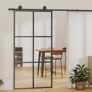 Sliding Door ESG Glass and Aluminum 40.2"x80.7" Black A949-151013