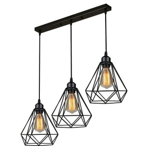 3-Lights Geometric Cage Pendant Lamp Ceiling Light Fixture E26~1179 T575-V0671387767