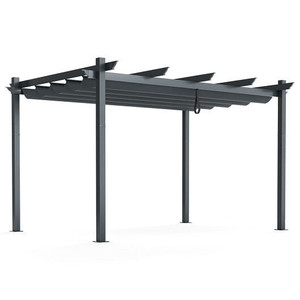10 x 13 Feet Outdoor Aluminum Retractable Pergola Canopy Shelter-Gray - Color: Gray D681-NP10911GR