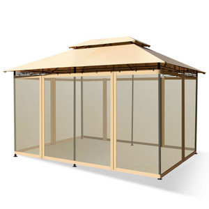 10 Feet x 13 Feet Tent Canopy Shelter with Removable Netting Sidewall-Tan - Color: Tan D681-NP10354CF
