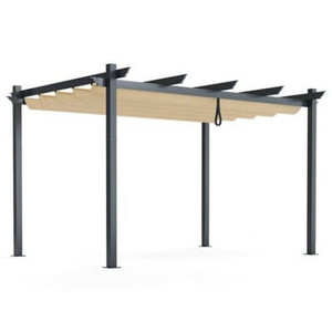 10 x 13 Feet Outdoor Aluminum Retractable Pergola Canopy Shelter-Beige - Color: Beige D681-NP10911BE