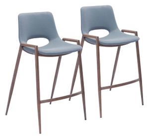 Set of Two 26" Gray And Brown Steel Low Back Counter Height Bar Chairs N270-396496