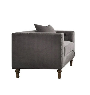 41" Gray And Brown Velvet Tufted Arm Chair And Toss Pillow N270-491114